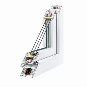 Dritare PVC Synego 80mm Me Tre Xhama